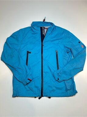 Moncler Grimpeurs Hooded Windbreaker Jacket Light Blue Full Zip Designer